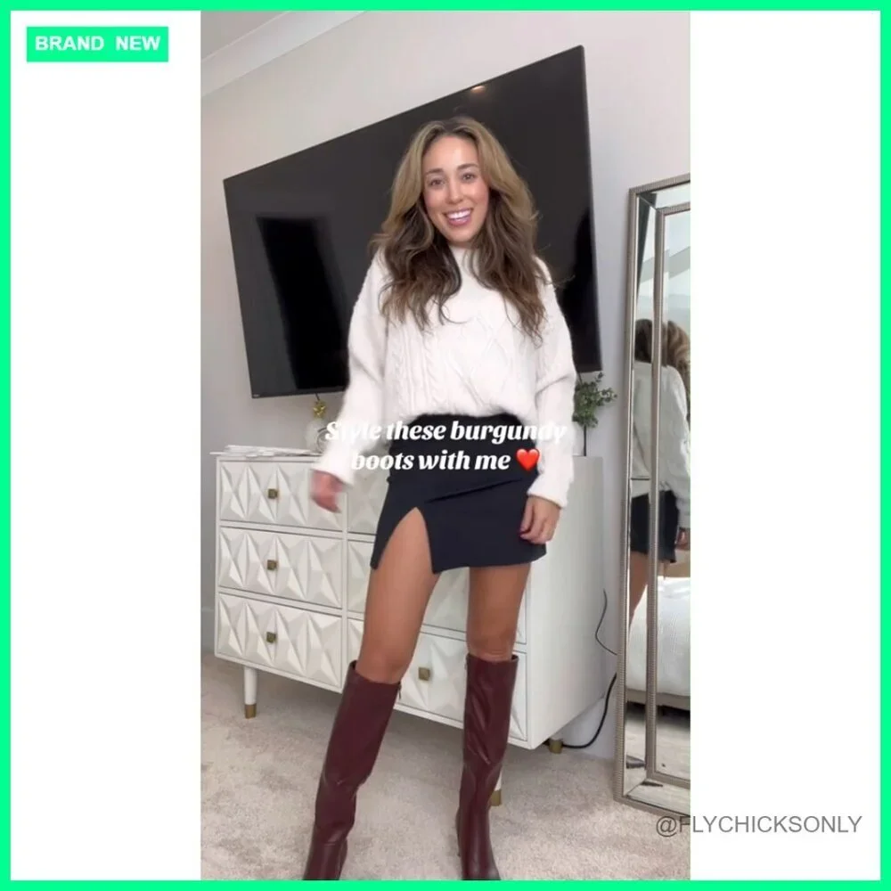 Knee High Boots Pointed Toe Stiletto Heel Side Zipper Dress Boots